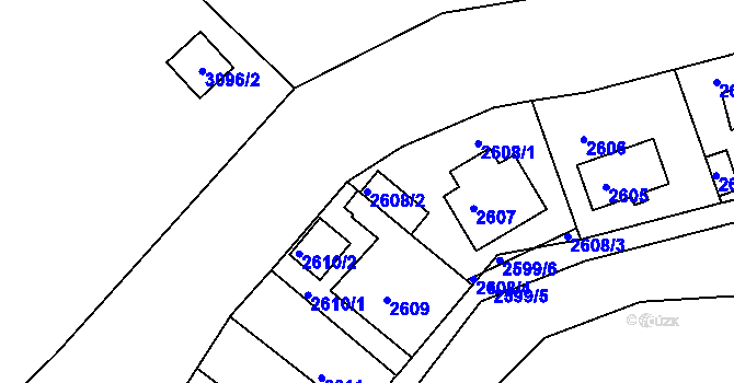 Parcela st. 2608/2 v KÚ Záběhlice, Katastrální mapa