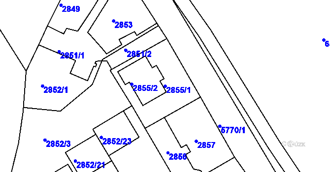 Parcela st. 2855/1 v KÚ Záběhlice, Katastrální mapa