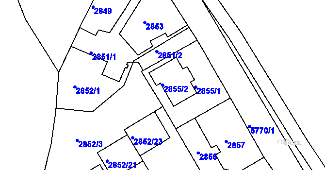 Parcela st. 2855/2 v KÚ Záběhlice, Katastrální mapa