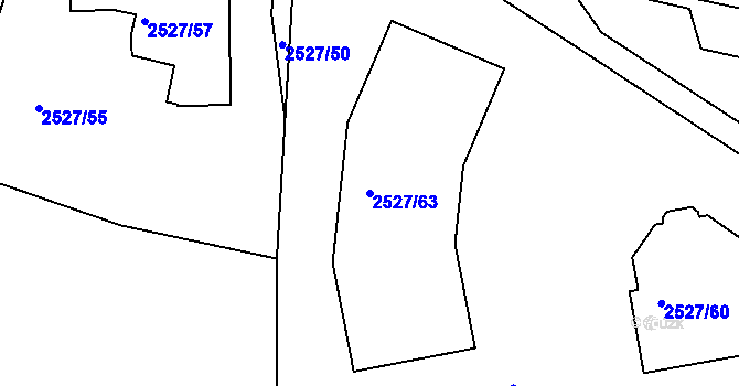 Parcela st. 2527/63 v KÚ Záběhlice, Katastrální mapa