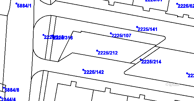 Parcela st. 2225/212 v KÚ Záběhlice, Katastrální mapa