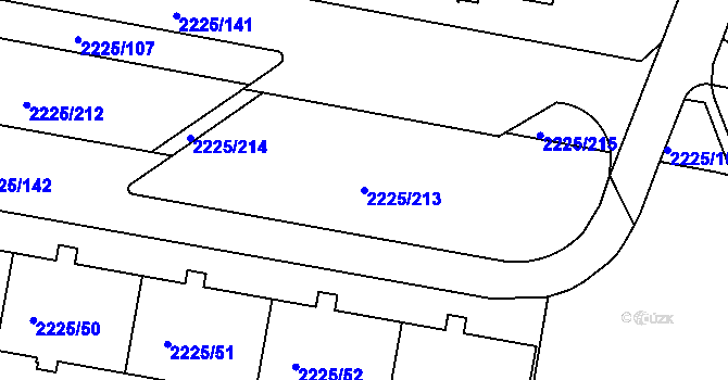 Parcela st. 2225/213 v KÚ Záběhlice, Katastrální mapa