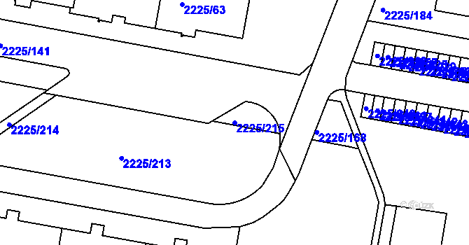 Parcela st. 2225/215 v KÚ Záběhlice, Katastrální mapa