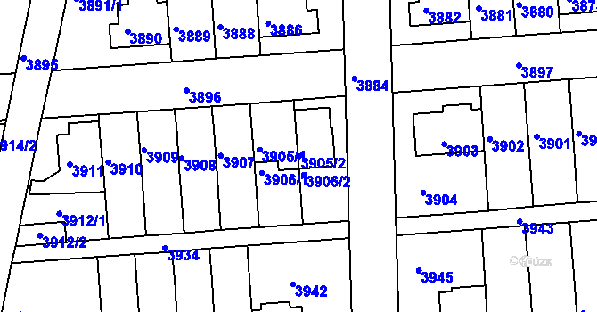 Parcela st. 3905/2 v KÚ Záběhlice, Katastrální mapa