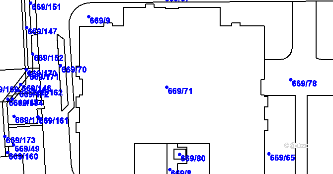 Parcela st. 669/71 v KÚ Záběhlice, Katastrální mapa