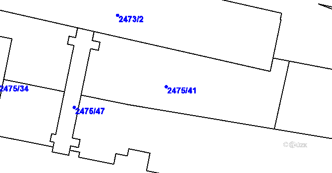 Parcela st. 2475/41 v KÚ Záběhlice, Katastrální mapa