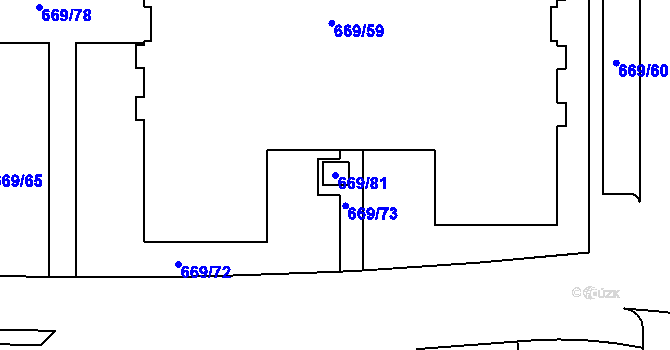Parcela st. 669/81 v KÚ Záběhlice, Katastrální mapa