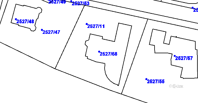 Parcela st. 2527/68 v KÚ Záběhlice, Katastrální mapa