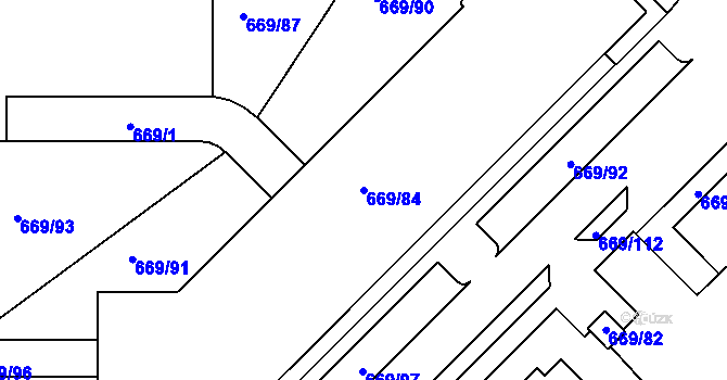 Parcela st. 669/84 v KÚ Záběhlice, Katastrální mapa