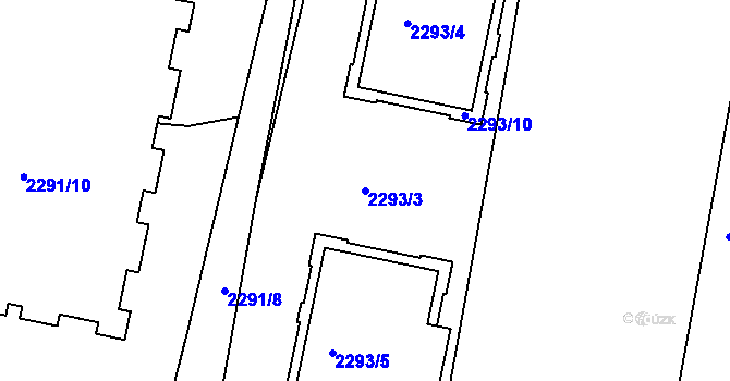 Parcela st. 2293/3 v KÚ Záběhlice, Katastrální mapa