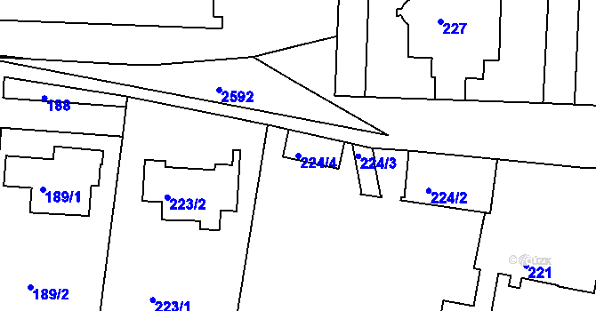 Parcela st. 224/4 v KÚ Záběhlice, Katastrální mapa