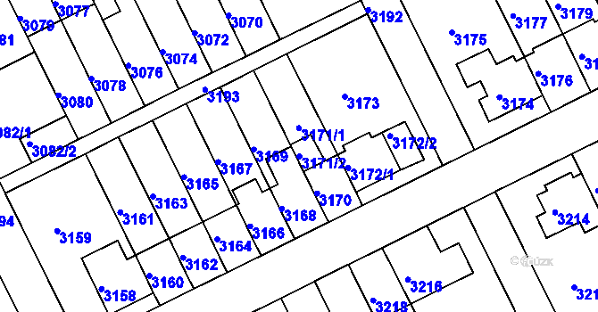Parcela st. 3171/2 v KÚ Záběhlice, Katastrální mapa