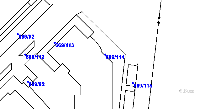 Parcela st. 669/114 v KÚ Záběhlice, Katastrální mapa