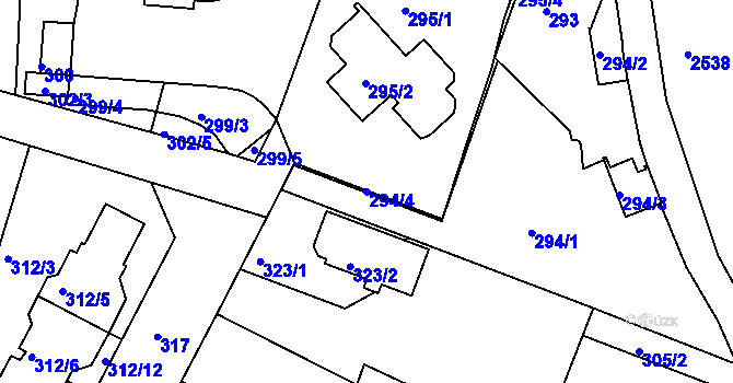 Parcela st. 294/4 v KÚ Záběhlice, Katastrální mapa