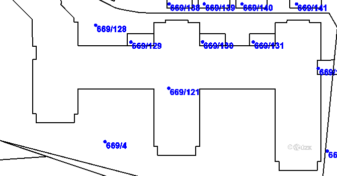 Parcela st. 669/121 v KÚ Záběhlice, Katastrální mapa