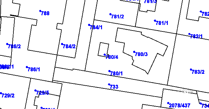 Parcela st. 780/4 v KÚ Záběhlice, Katastrální mapa