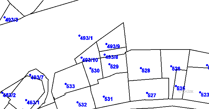 Parcela st. 493/8 v KÚ Záběhlice, Katastrální mapa