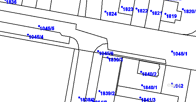 Parcela st. 1045/6 v KÚ Záběhlice, Katastrální mapa