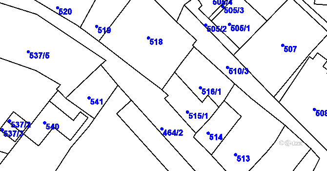 Parcela st. 515/2 v KÚ Záběhlice, Katastrální mapa