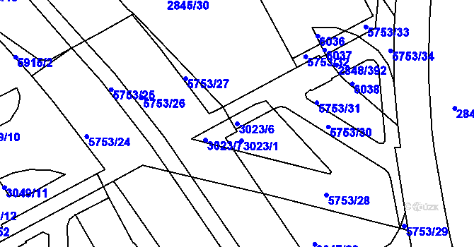 Parcela st. 3023/6 v KÚ Záběhlice, Katastrální mapa