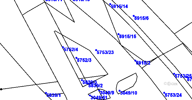 Parcela st. 5753/23 v KÚ Záběhlice, Katastrální mapa