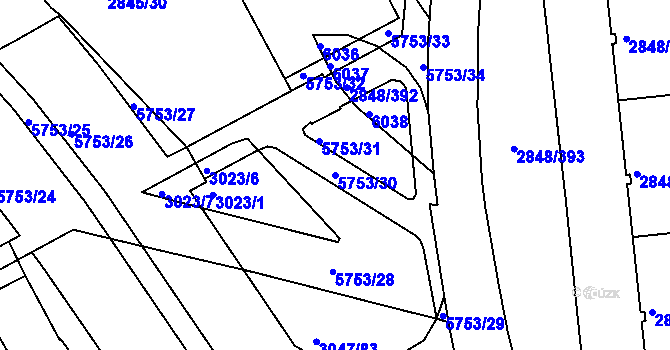 Parcela st. 5753/30 v KÚ Záběhlice, Katastrální mapa
