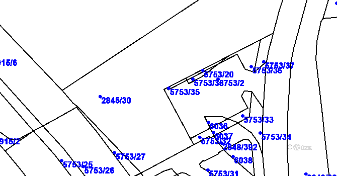 Parcela st. 5753/35 v KÚ Záběhlice, Katastrální mapa