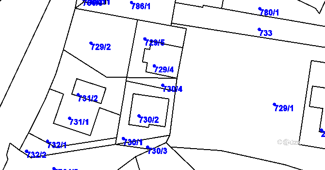 Parcela st. 730/4 v KÚ Záběhlice, Katastrální mapa