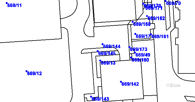 Parcela st. 669/145 v KÚ Záběhlice, Katastrální mapa