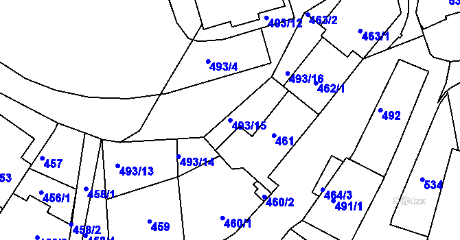 Parcela st. 493/15 v KÚ Záběhlice, Katastrální mapa