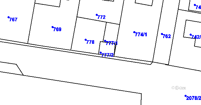 Parcela st. 777/2 v KÚ Záběhlice, Katastrální mapa
