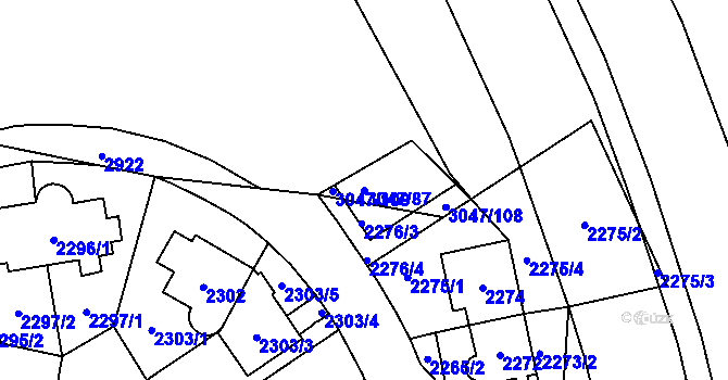 Parcela st. 3047/87 v KÚ Záběhlice, Katastrální mapa