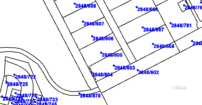 Parcela st. 2848/605 v KÚ Záběhlice, Katastrální mapa