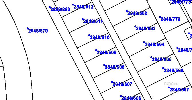 Parcela st. 2848/609 v KÚ Záběhlice, Katastrální mapa