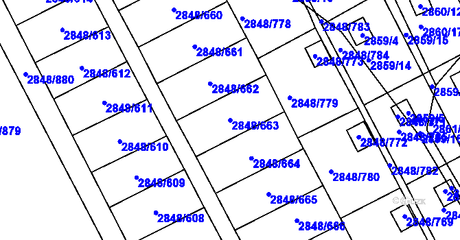 Parcela st. 2848/663 v KÚ Záběhlice, Katastrální mapa