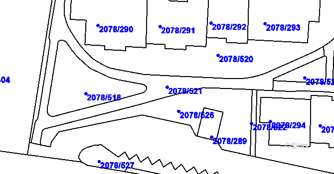 Parcela st. 2078/521 v KÚ Záběhlice, Katastrální mapa