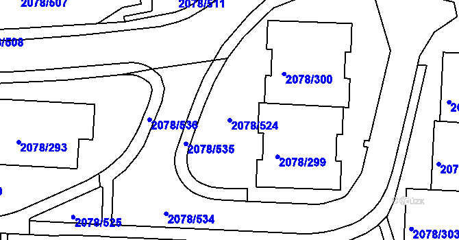 Parcela st. 2078/524 v KÚ Záběhlice, Katastrální mapa
