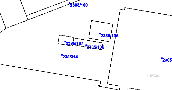 Parcela st. 2385/106 v KÚ Záběhlice, Katastrální mapa