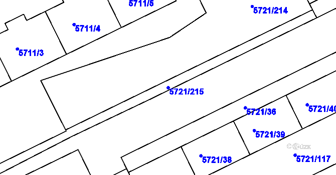 Parcela st. 5721/215 v KÚ Záběhlice, Katastrální mapa
