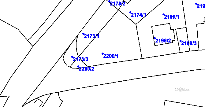 Parcela st. 2200/1 v KÚ Záběhlice, Katastrální mapa