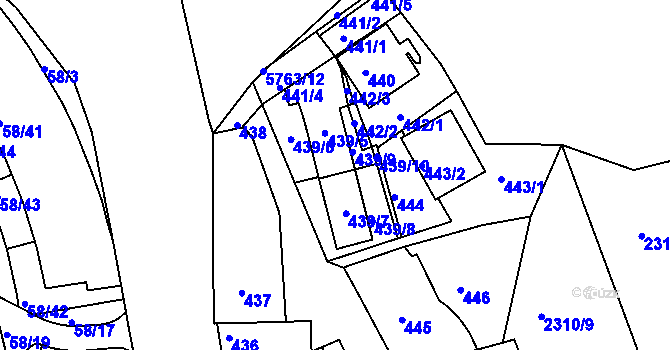 Parcela st. 439/7 v KÚ Záběhlice, Katastrální mapa