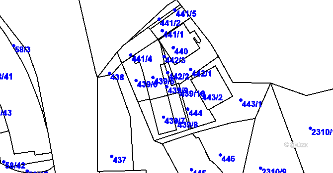 Parcela st. 439/9 v KÚ Záběhlice, Katastrální mapa