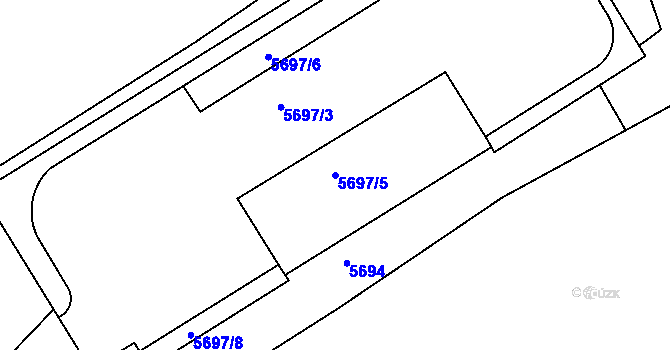 Parcela st. 5697/5 v KÚ Záběhlice, Katastrální mapa