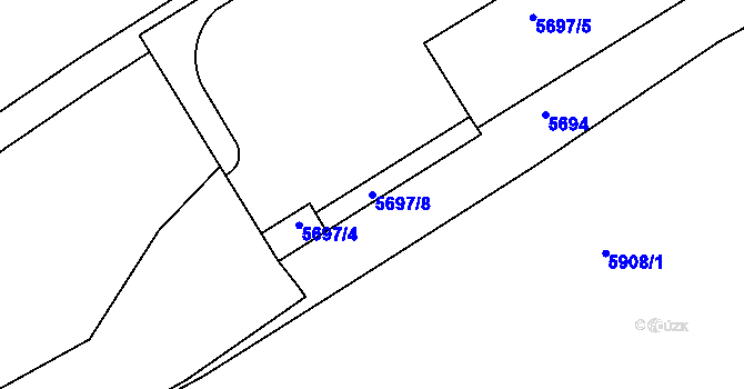 Parcela st. 5697/8 v KÚ Záběhlice, Katastrální mapa