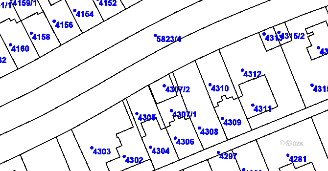 Parcela st. 4307/2 v KÚ Záběhlice, Katastrální mapa