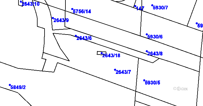 Parcela st. 2643/18 v KÚ Záběhlice, Katastrální mapa