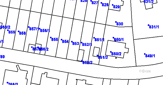 Parcela st. 852/1 v KÚ Záběhlice, Katastrální mapa