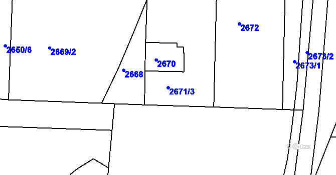 Parcela st. 2671/3 v KÚ Záběhlice, Katastrální mapa