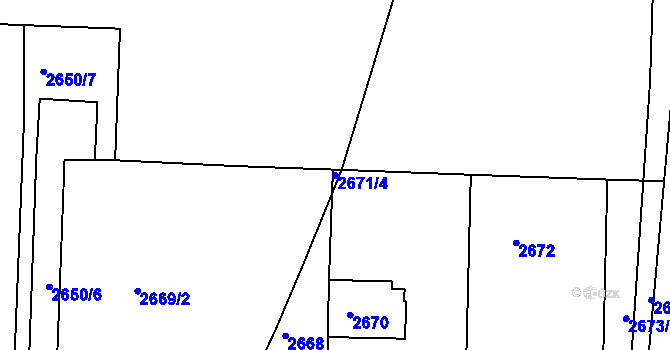 Parcela st. 2671/4 v KÚ Záběhlice, Katastrální mapa