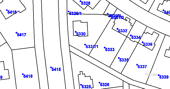 Parcela st. 5331/1 v KÚ Záběhlice, Katastrální mapa